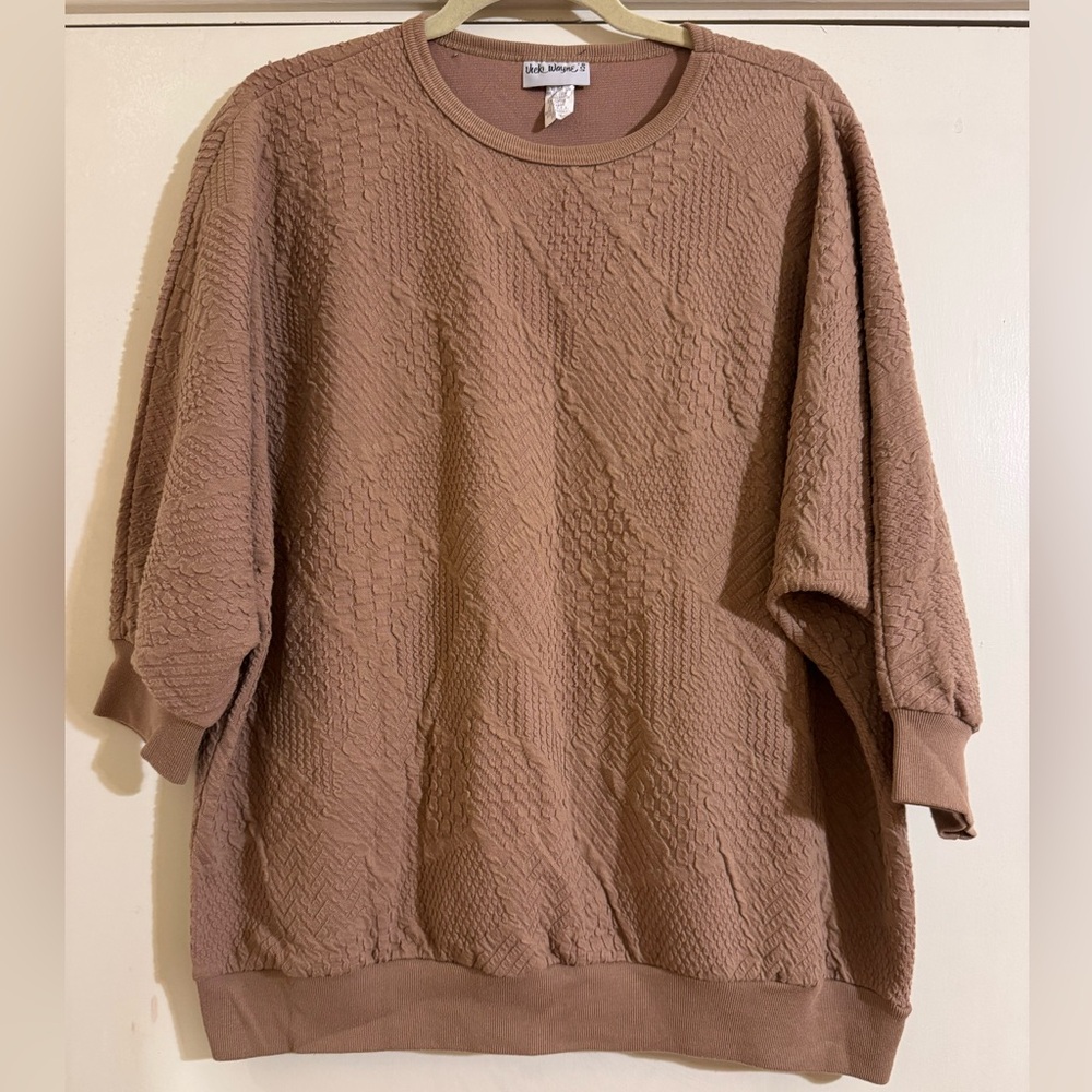Vintage Textured Oversized Sweatshirt in Mauve Brown